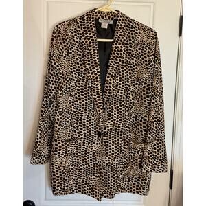 Kensington Sq. Animal Oversize Blazer Long Sleeve Pockets Partial Line M